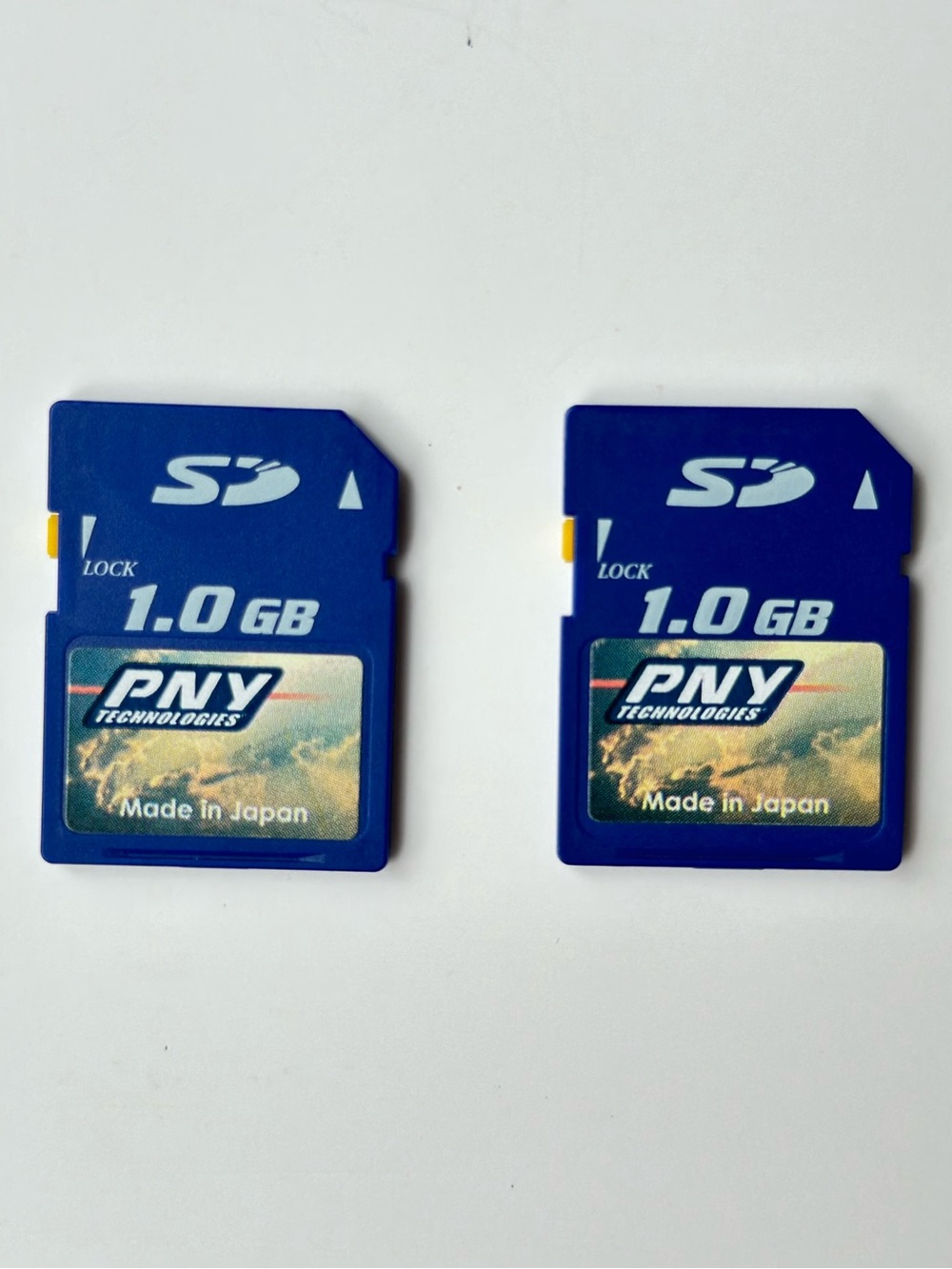 Set Of 2 OEM Genuine PNY 1.0 GB 1 GB SD Memory Card SD-M01G -  Made in Japan